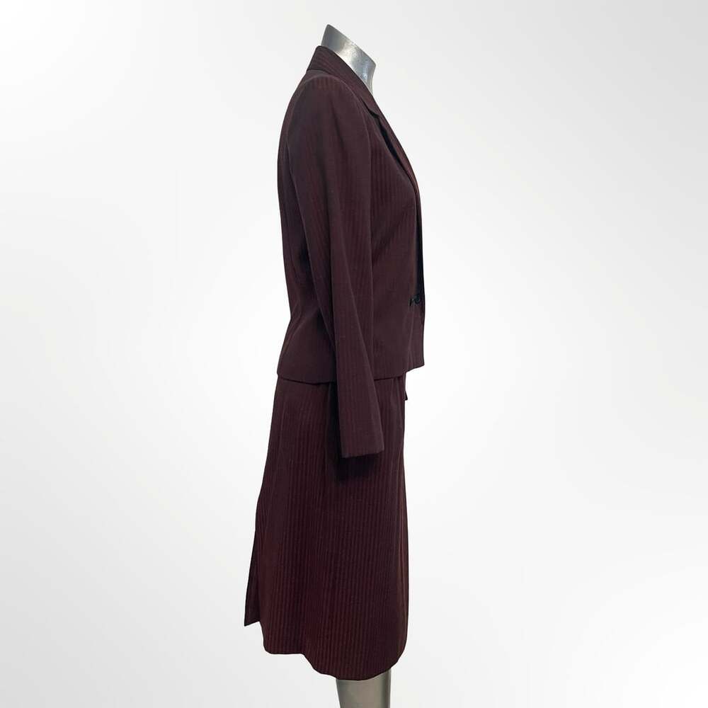 Baronesa Burgundy Pinstripe Skirt Suit Set - Picture 3 of 13